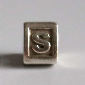 Pandora Authentic 925 Ale Sterling Silver Triangle with “S” Charm.